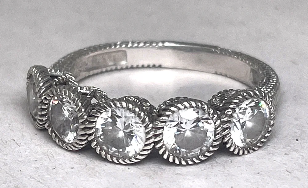 Judith Ripka 925 Sterling Silver CZ Eternity Band Ring Size 8.5